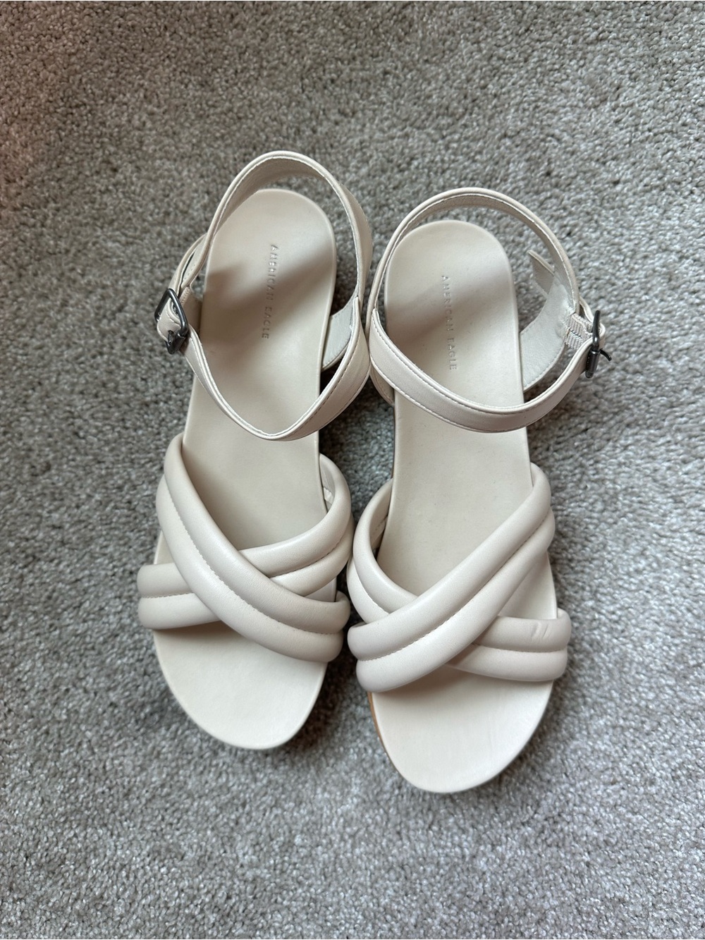Women's Cream Strappy Ankle Strap Sandals - American Eagle